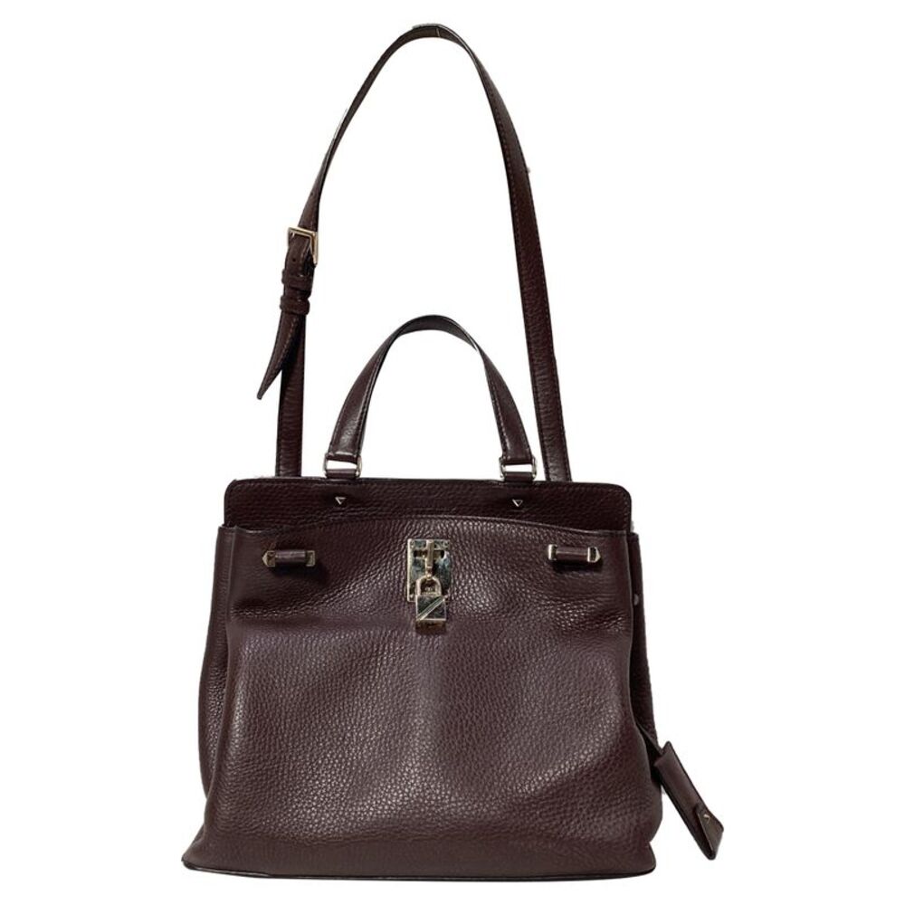 Valentino Medium Joylock Top Handle Bag in Burgundy Leather